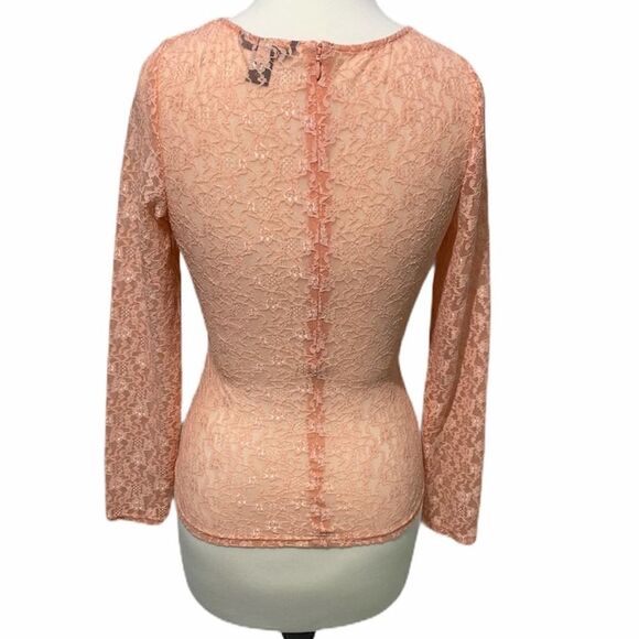 Victoria’s Secret Floral Sheer Lace Stretchy Long Sleeve Wrap Top Pink 4 - Picture 6 of 8